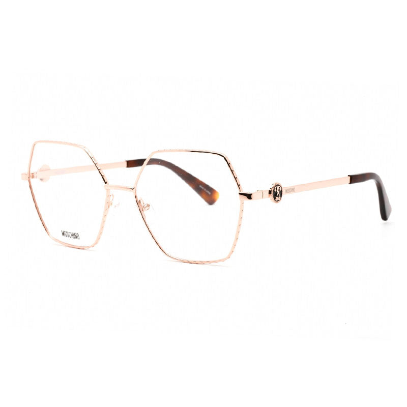 Moschino Eyeglasses Geometric Full Rim, Gold Copper Frame and Clear Demo Lenses Lens MOS5930DDB00