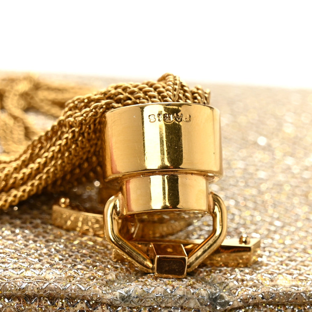 Metallic Canvas Woven Small Classic Monogram Kate Tassel Chain Wallet Gold