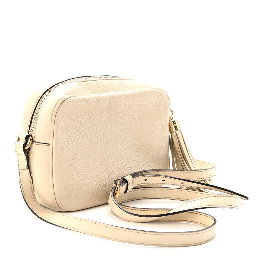 Pebbled Calfskin Small Soho Disco Bag Off White