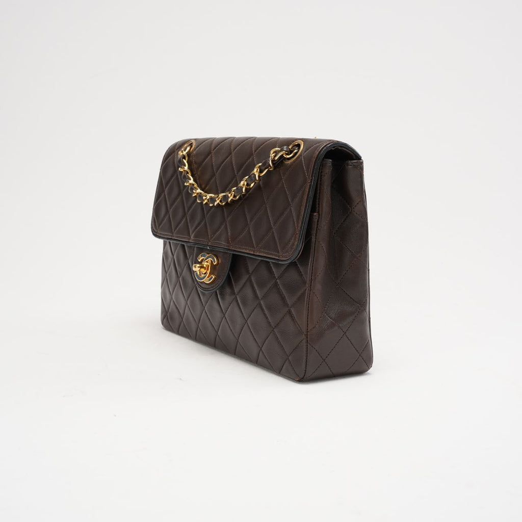 Chanel Vintage Brown Two-Tone Classic Flap Bag 1991