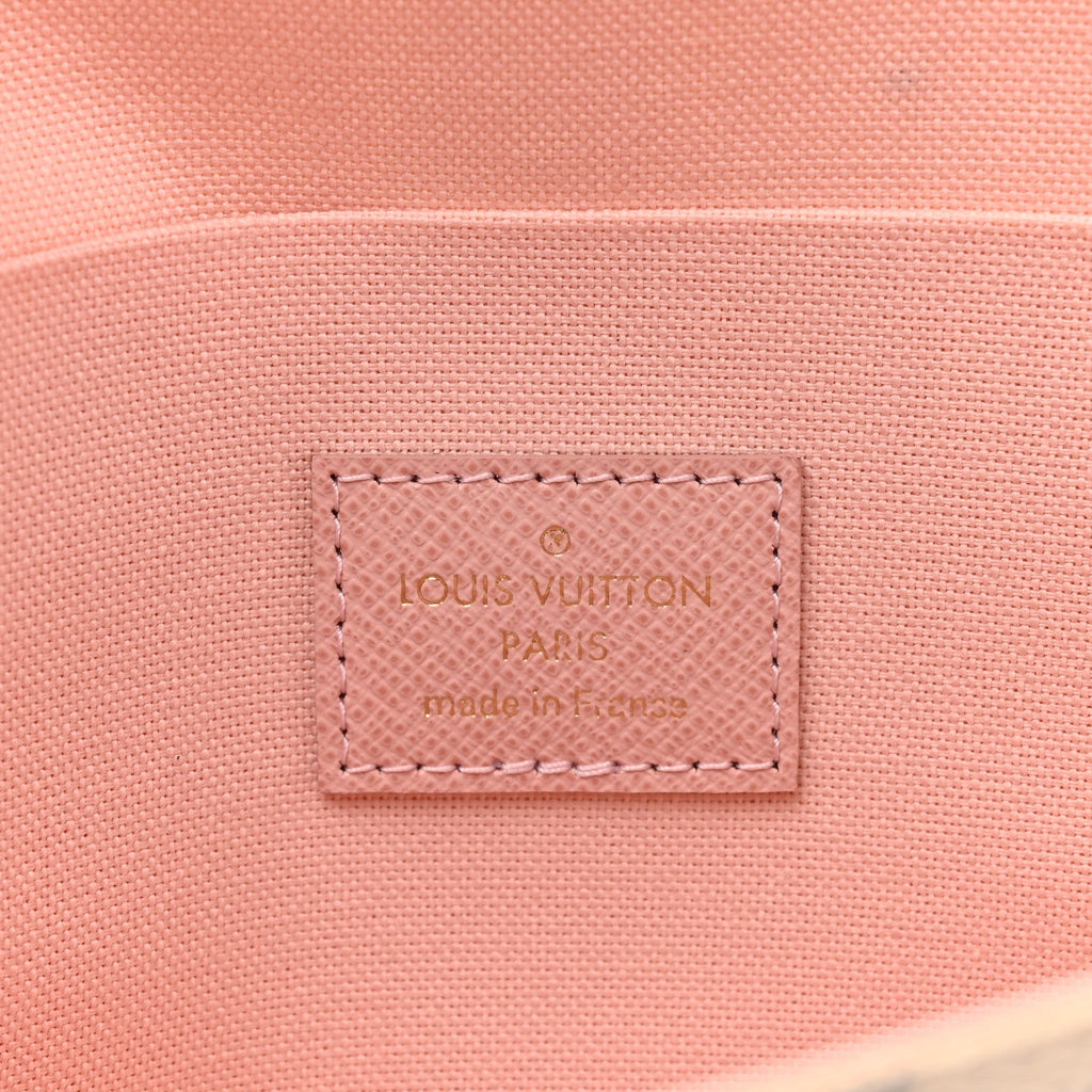Damier Azur Pochette Felicie Chain Wallet Rose Ballerine
