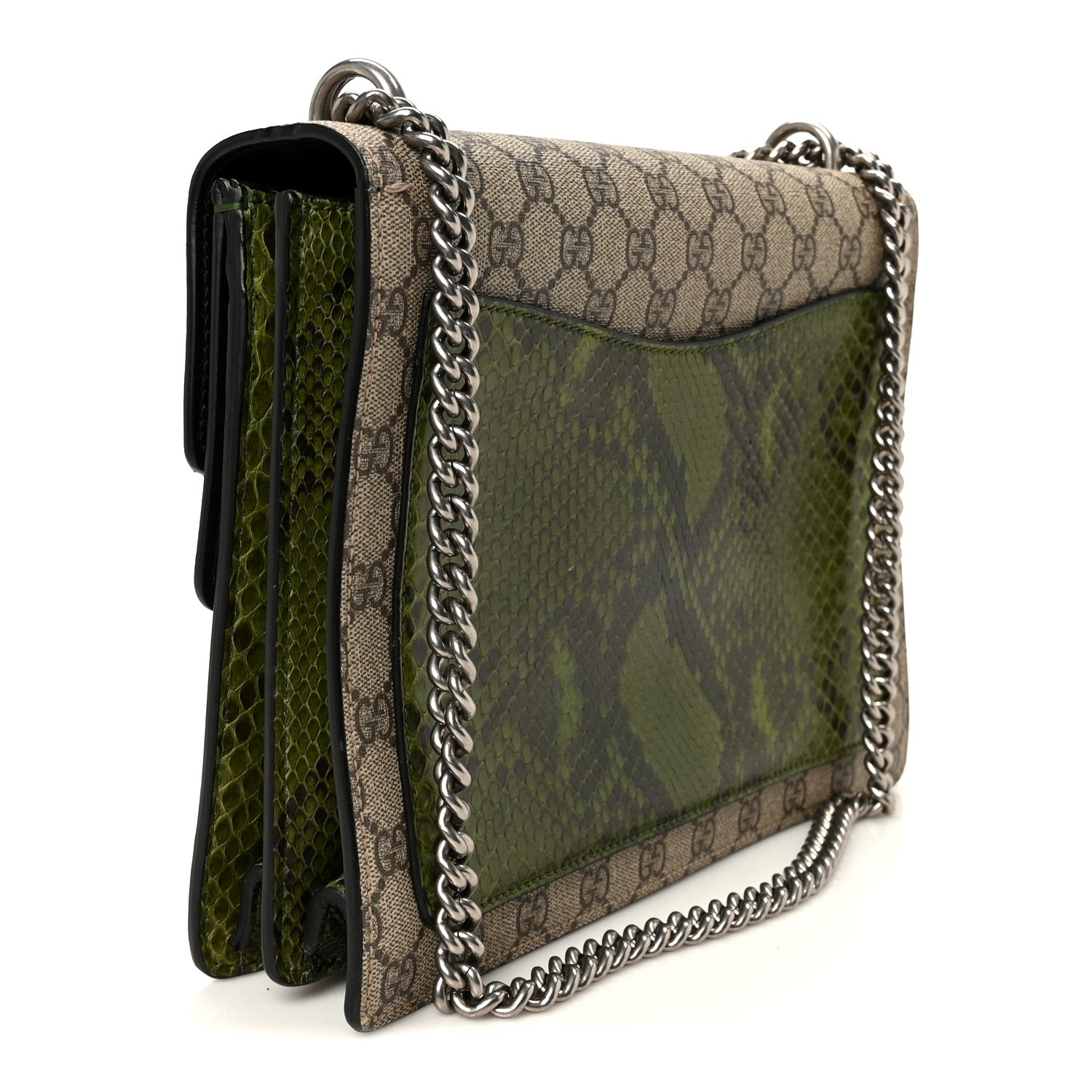 GG Supreme Monogram Snakeskin Medium Dionysus Shoulder Bag Green