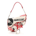 Canvas Hardcore Pierced Saddle Bag White Red Black