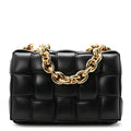 Lambskin Maxi Intreccio Padded Chain Cassette Crossbody Bag Black