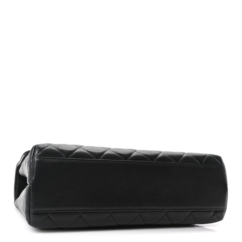Lambskin Quilted Medium Kelly Flap Bag Black