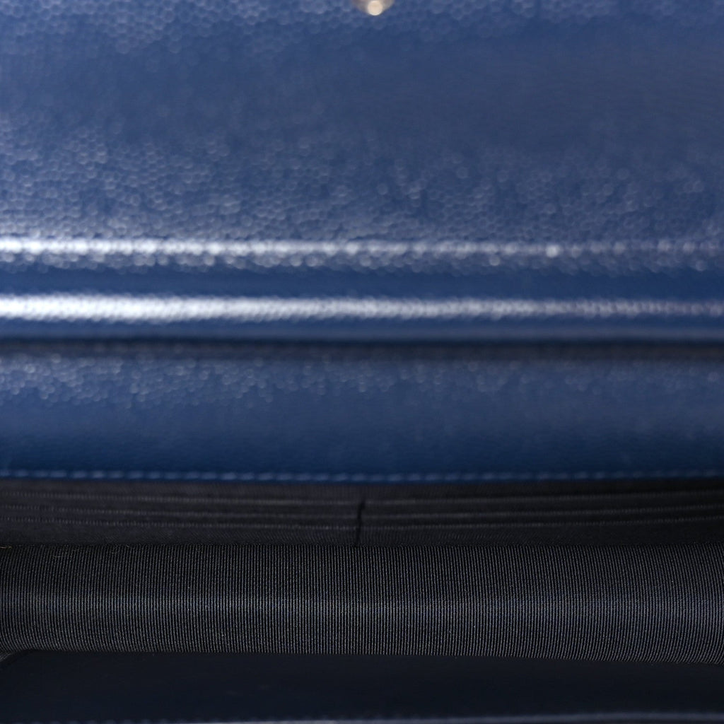 Caviar Quilted Wallet on Chain WOC Navy Blue