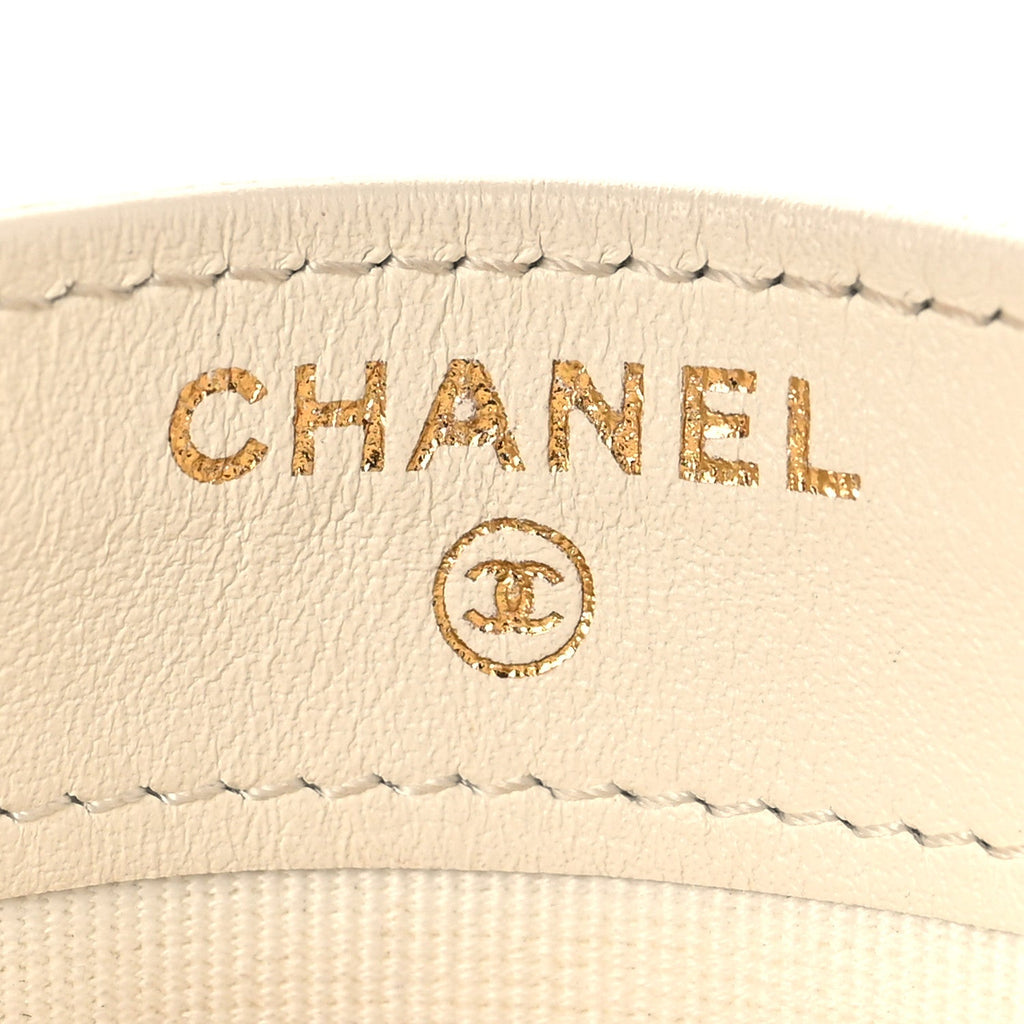 Caviar Quilted CC Logo Card Holder White