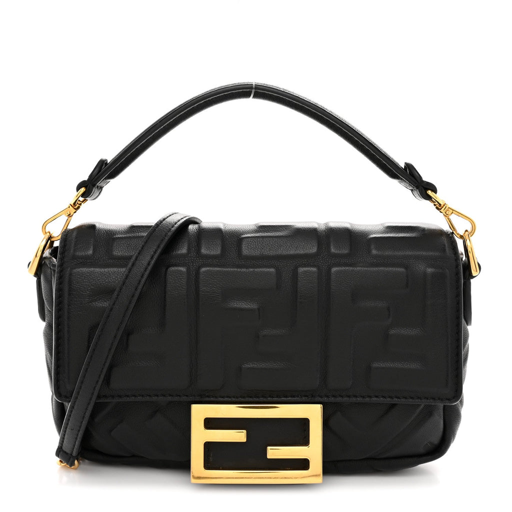 Nappa FF 1974 Embossed Mini Baguette Black