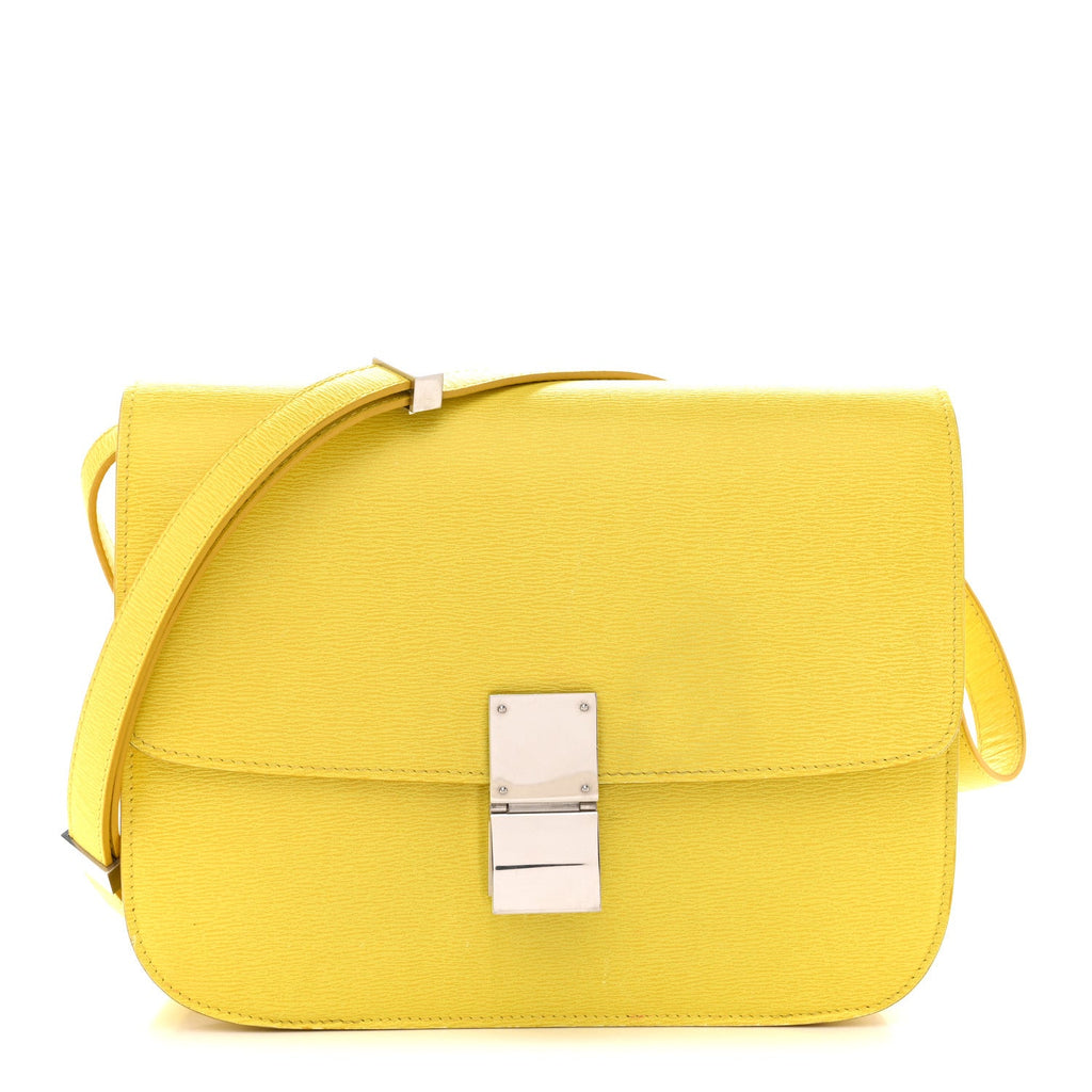 Liege Calfskin Medium Classic Box Flap Bag Fluo Yellow