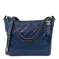 Patent Goatskin Quilted Medium Gabrielle Hobo Blue