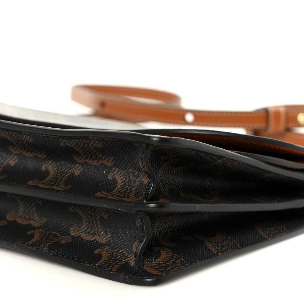 Triomphe Canvas Lambskin Wallet On Strap Tan
