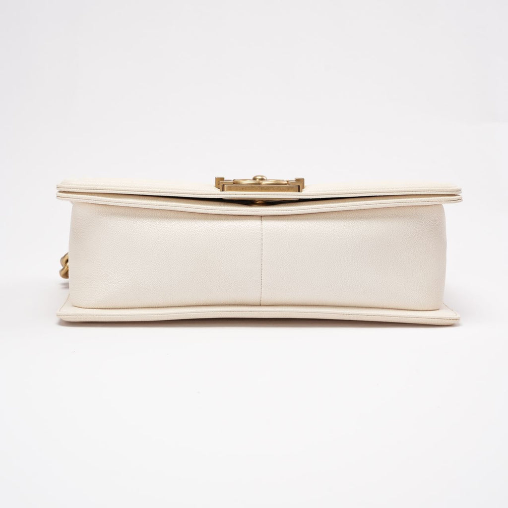 Chanel Medium Le Boy Bag Caviar White 2019