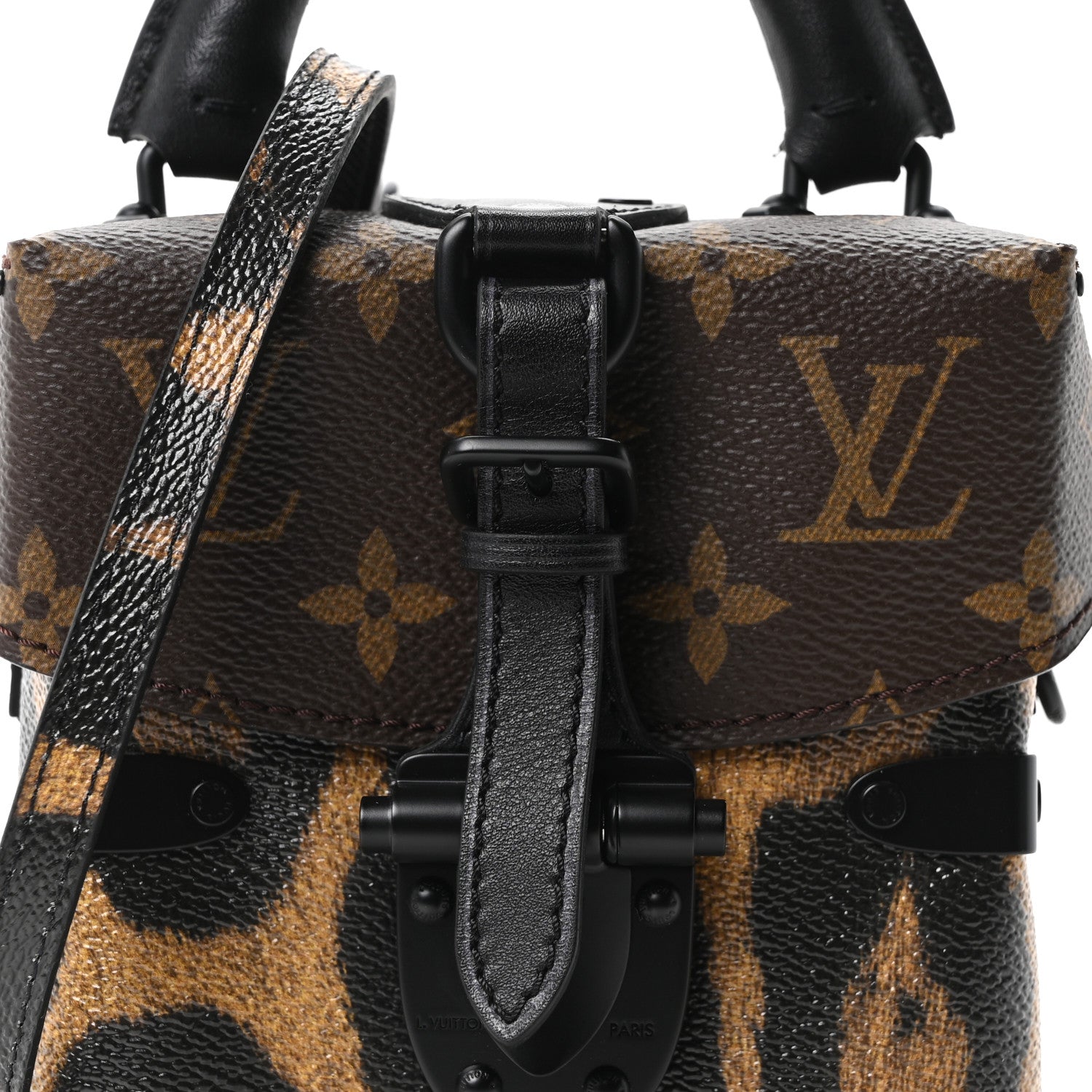 Monogram Wild Animal Print Camera Box Black