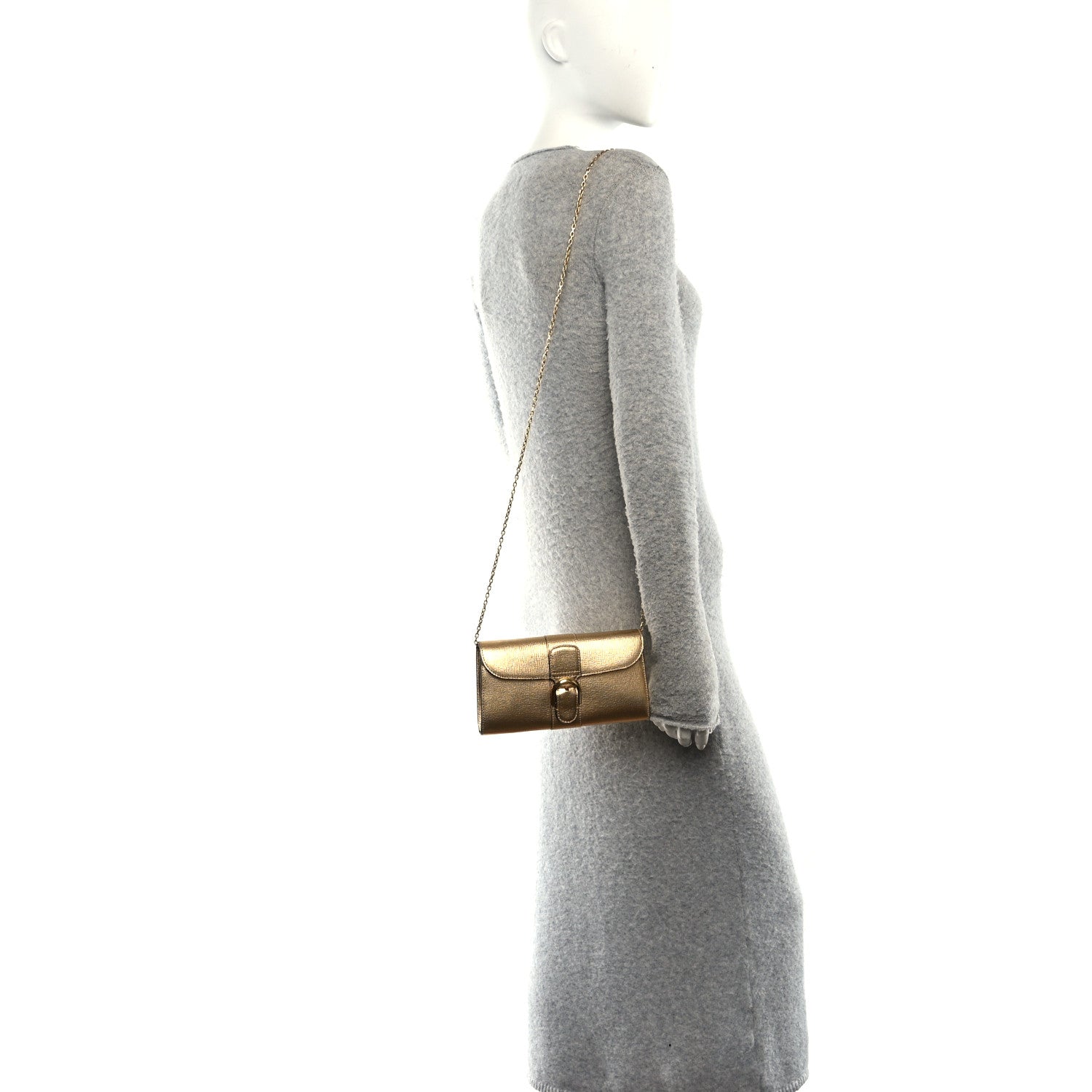 Metallic Rodeo Calfskin Brillant Wallet On Chain Satin Gold