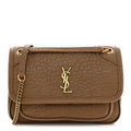 Grained Lambskin Monogram Mini Niki Chain Satchel Dark Cork