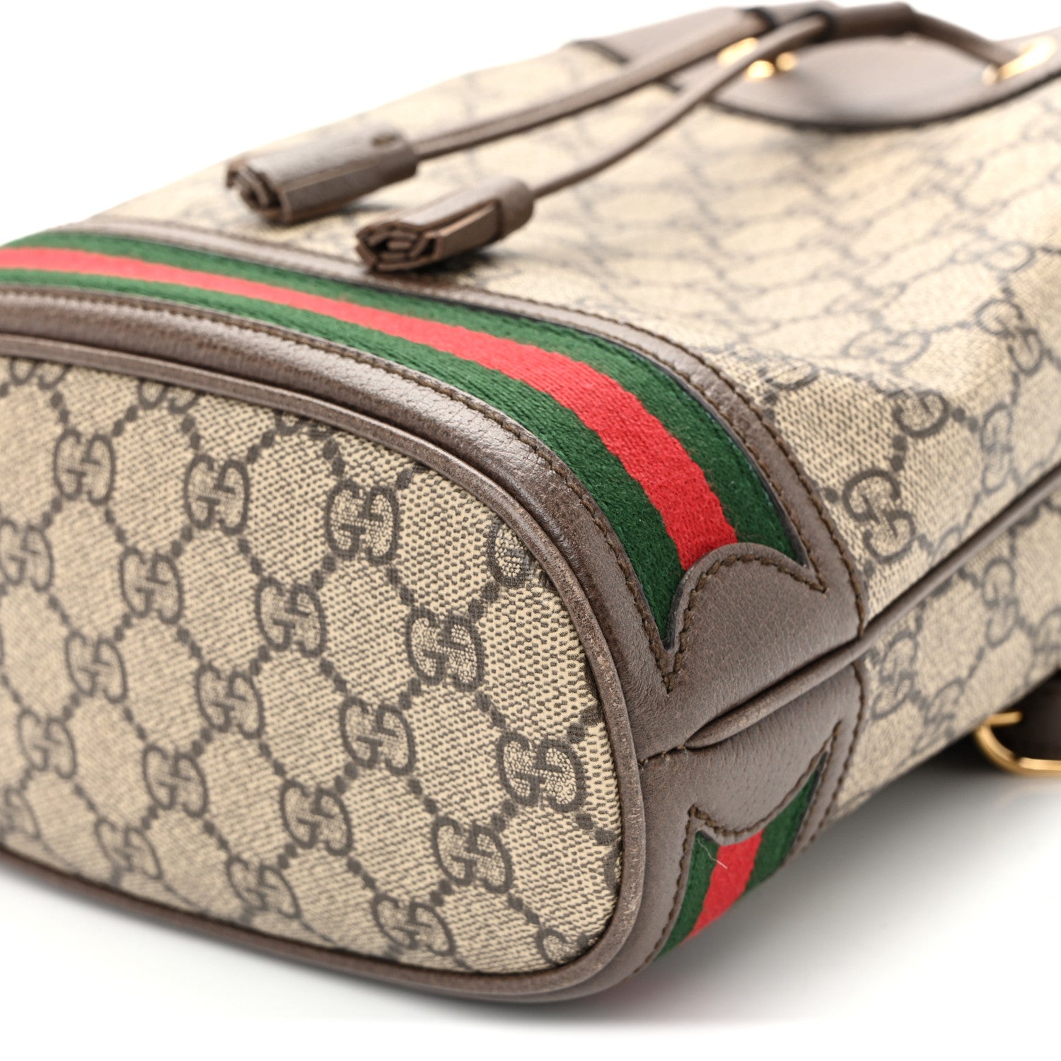 GG Supreme Monogram Web Small Ophidia Bucket Bag Brown