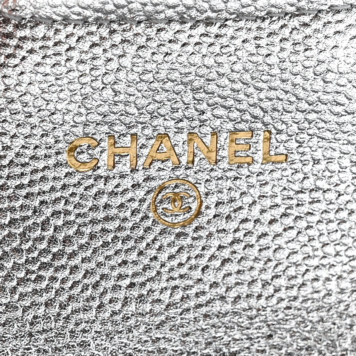 Metallic Caviar Quilted Flap Card Holder Wallet Silvery