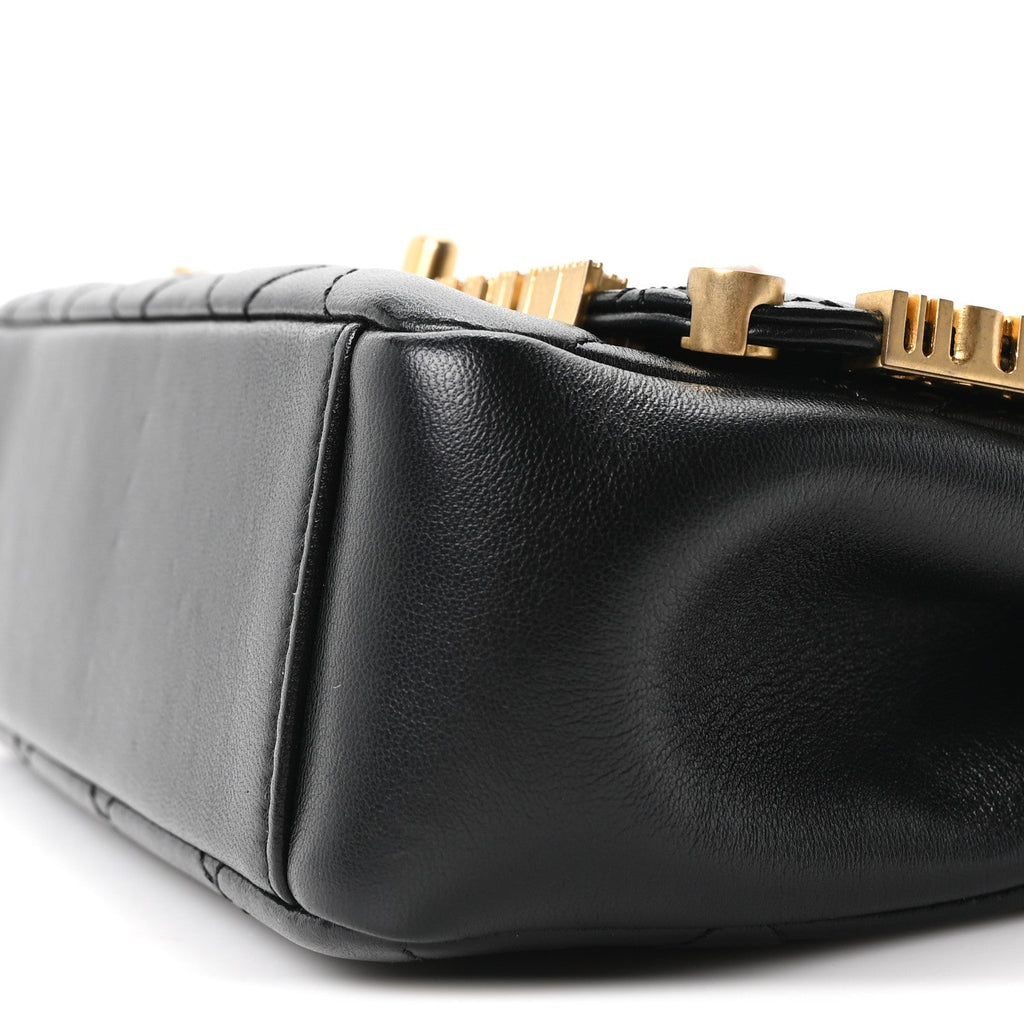 Lambskin Enamel Strass Quilted Mini Paris Monaco Flap Black