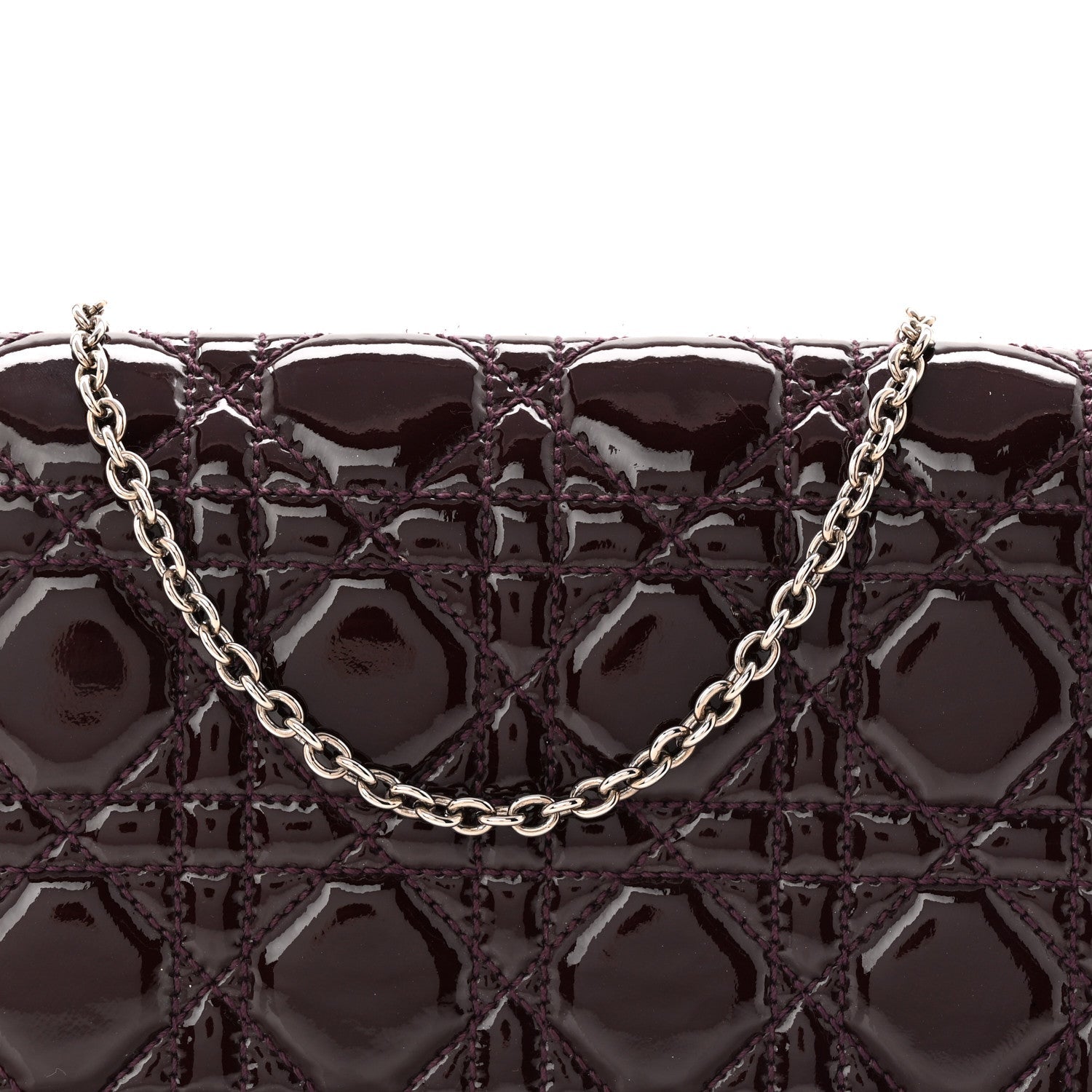 Patent Cannage Lady Dior Chain Wallet Purple