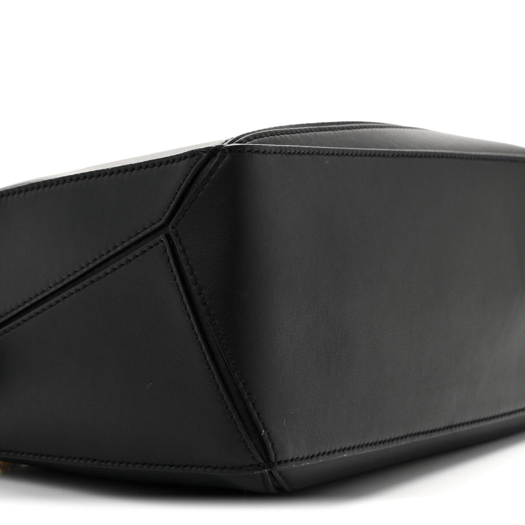 Calfskin Small Woven Puzzle Bag Black