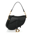 Grained Calfskin Saddle Bag With Strap Black