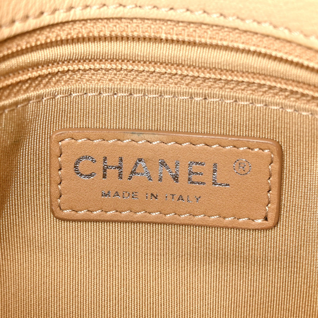 Lambskin Quilted Large Natural CC Flap Beige