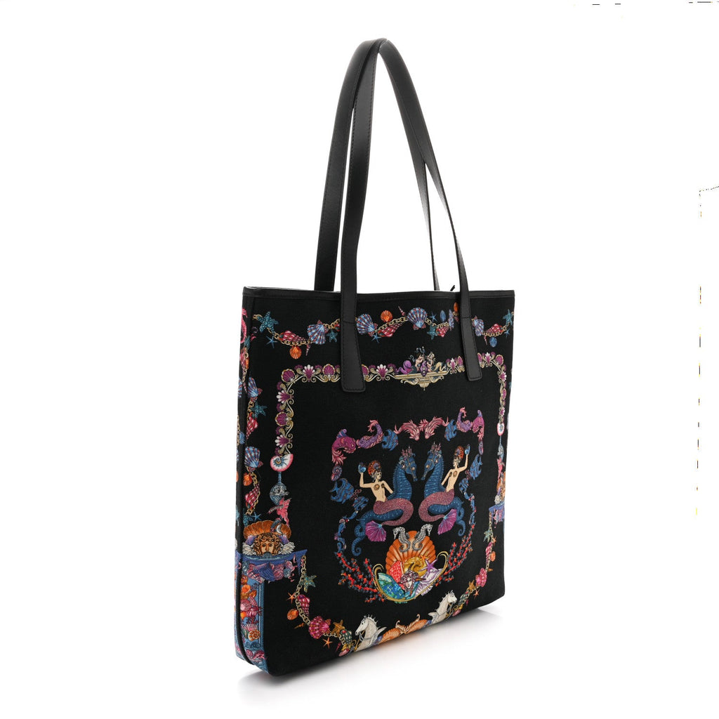 Canvas Underwater Medusa Tote Black Multicolor