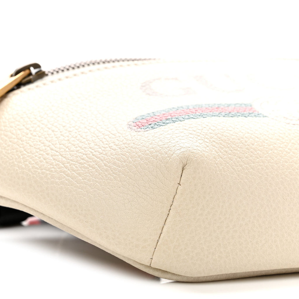 Grained Calfskin Small Logo Belt Bag White