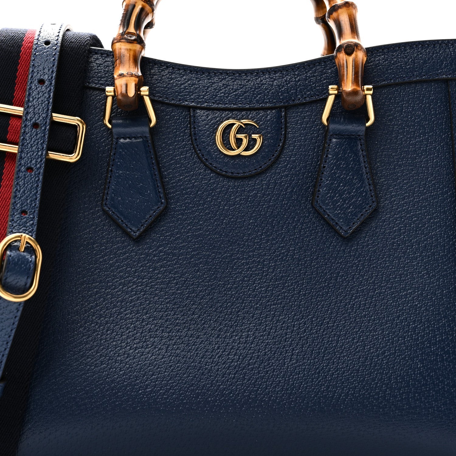 Textured Dollar Calfskin Web Small Diana Tote Bag Royal Crop