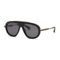 Philipp Plein Sunglasses Aviator Full Rim, Shiny Black/Gold Frame and Grey Lens SPP151M0700