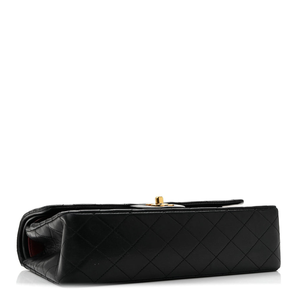 Lambskin Quilted Medium Double Flap Black