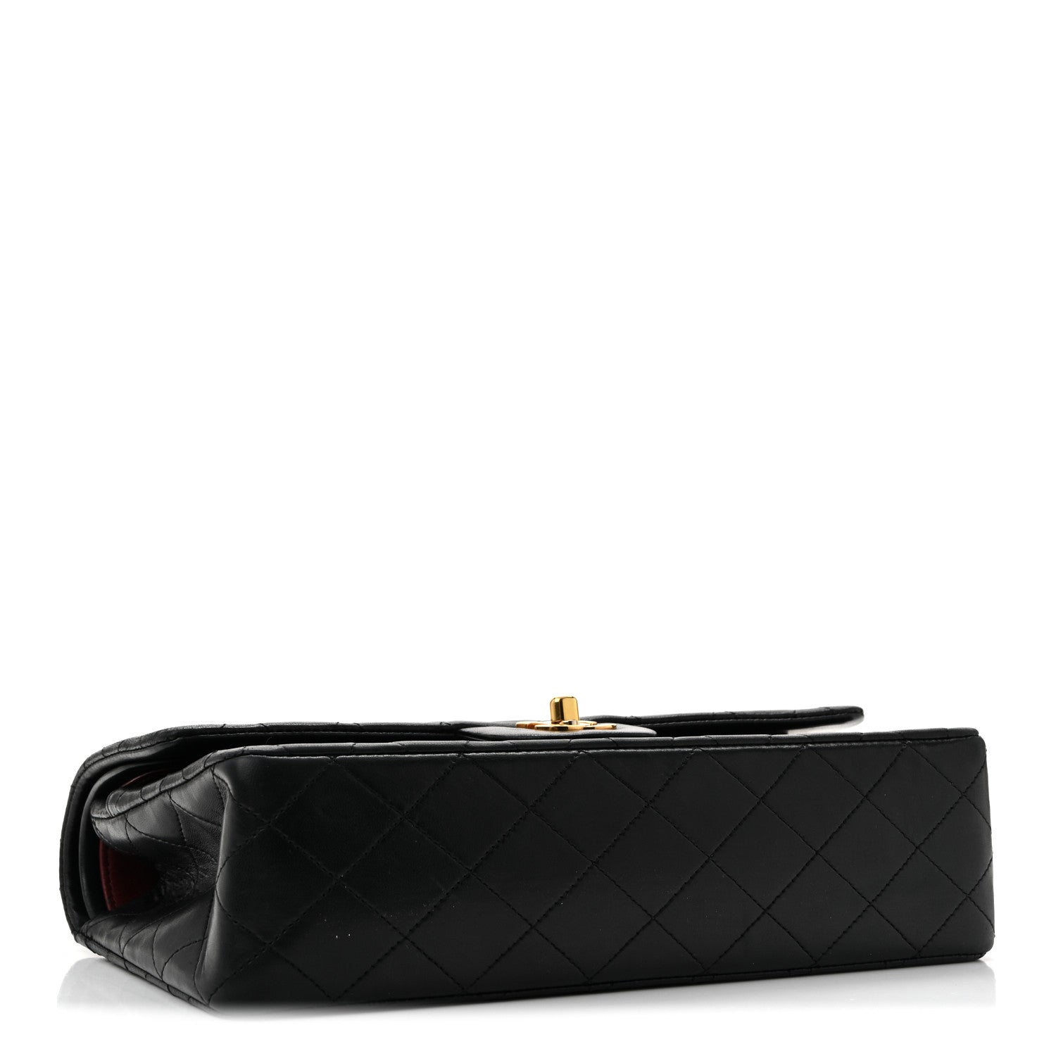 Lambskin Quilted Medium Double Flap Black