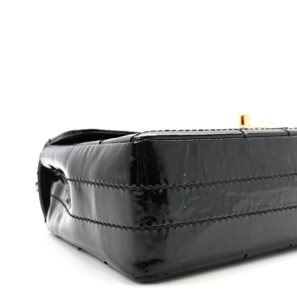 Patent Medium Chocolate Bar Flap Black