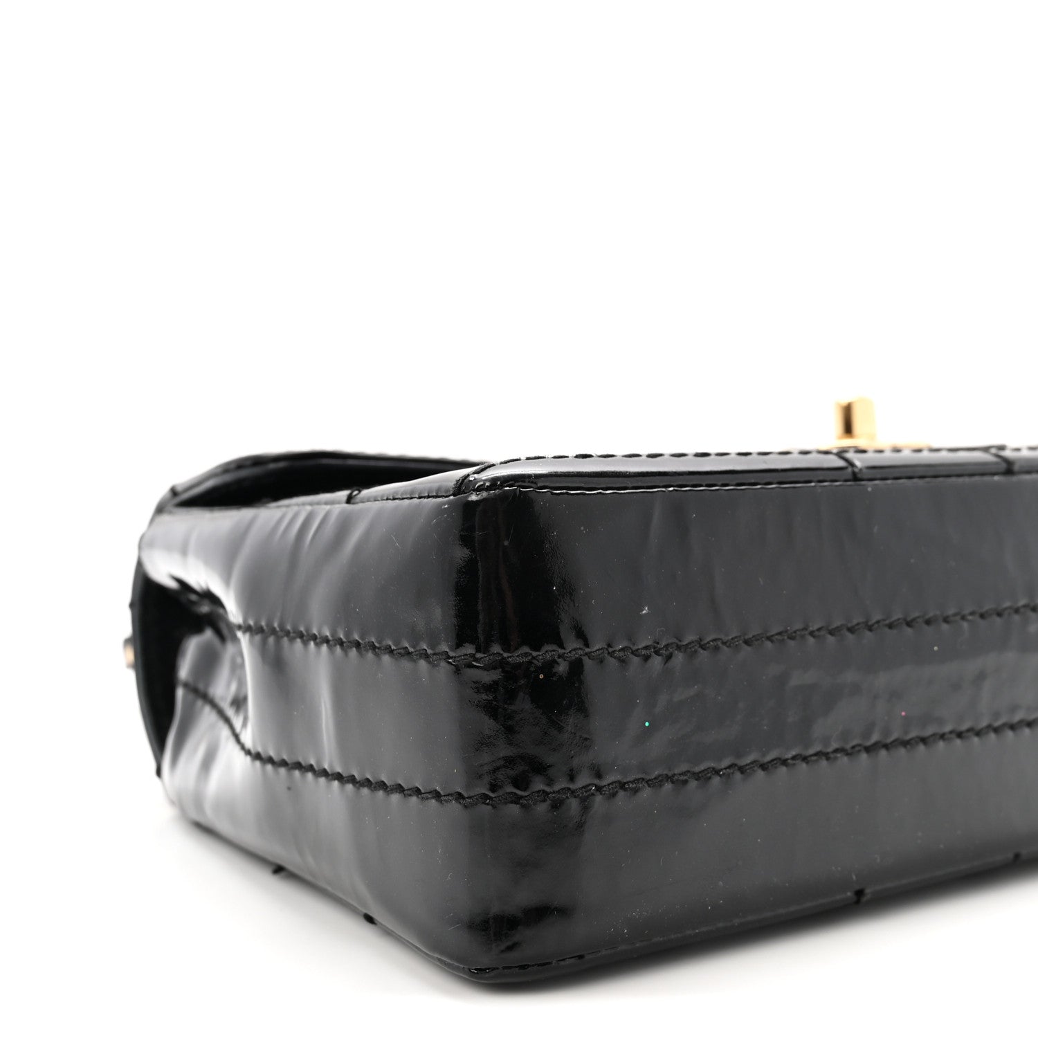 Patent Medium Chocolate Bar Flap Black
