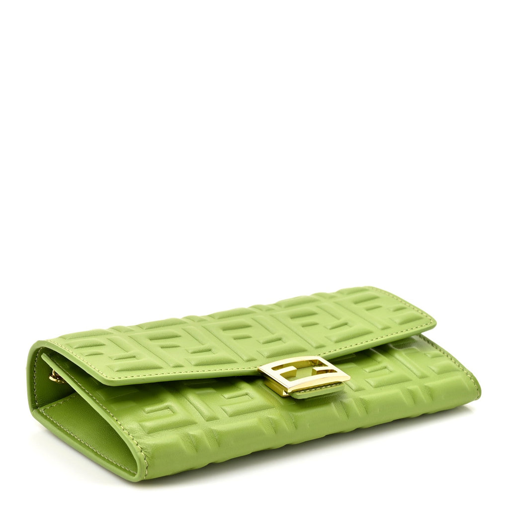 Nappa Matisse FF Embossed Baguette Continental Wallet With Chain Rain Forest