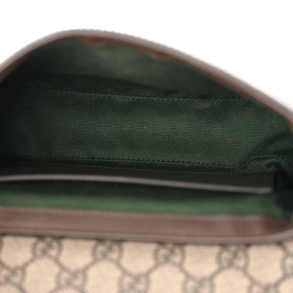 GG Supreme Monogram Textured Dollar Calfskin Small Ophidia Top Handle Shoulder Bag Beige Brown