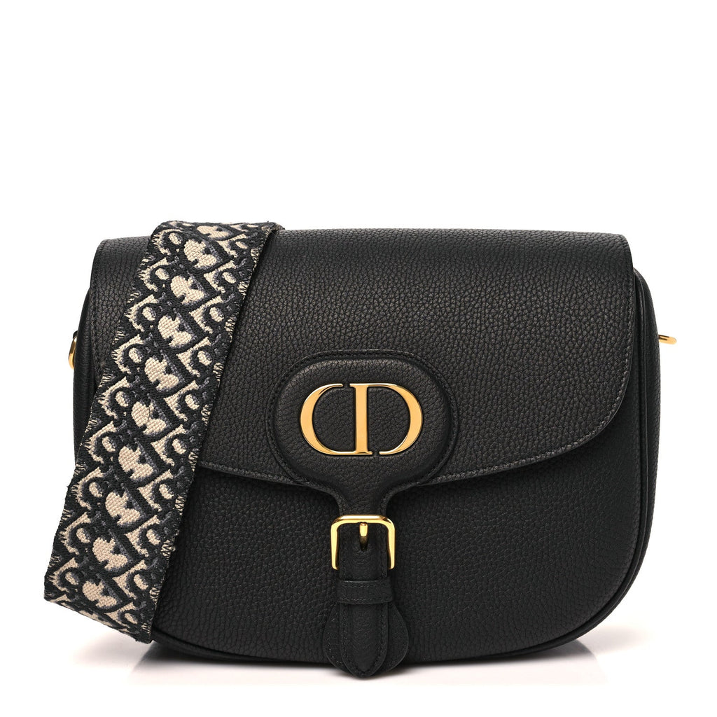 Grained Calfskin Large Bobby Flap Black