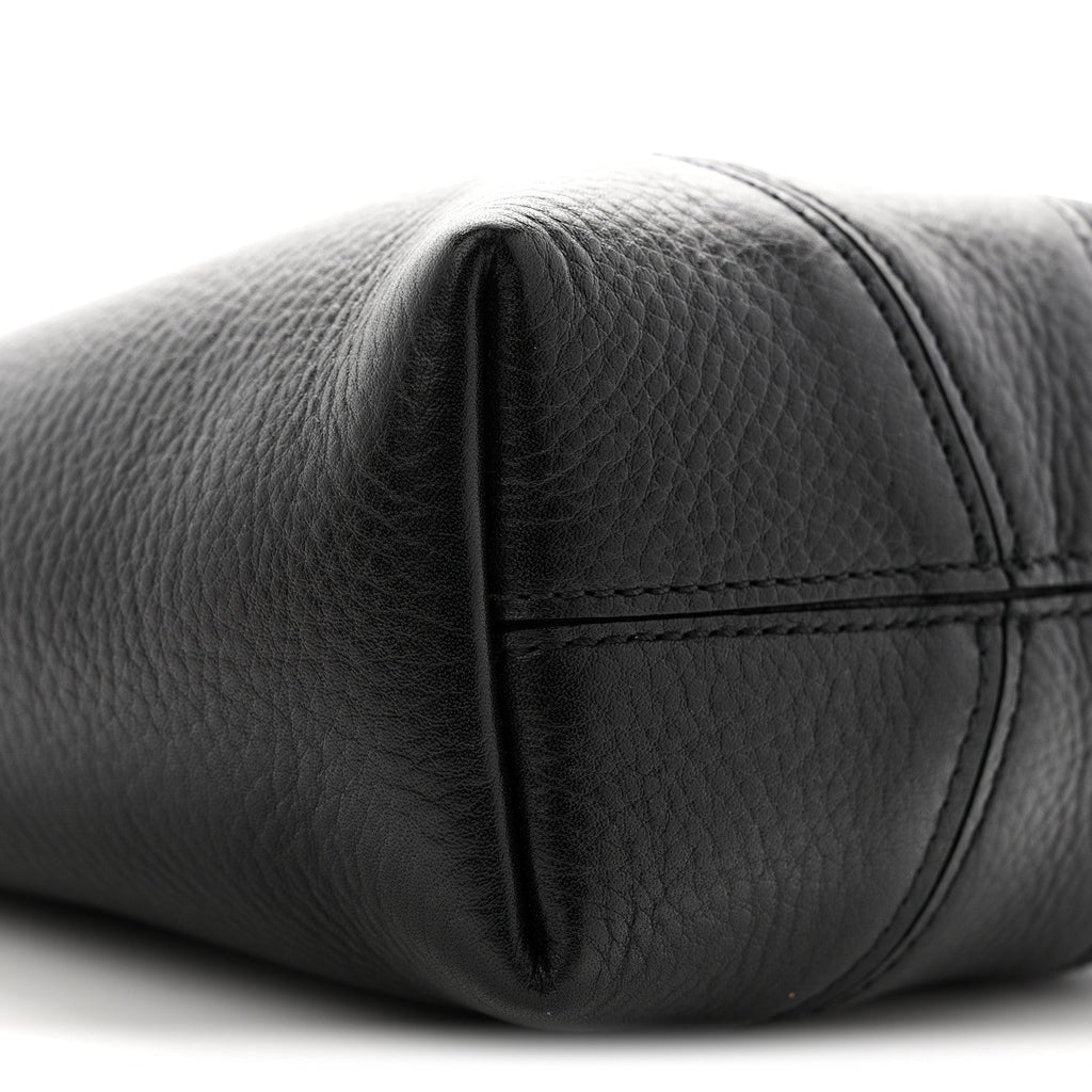 Grained Calfskin Small Spin Tote Black