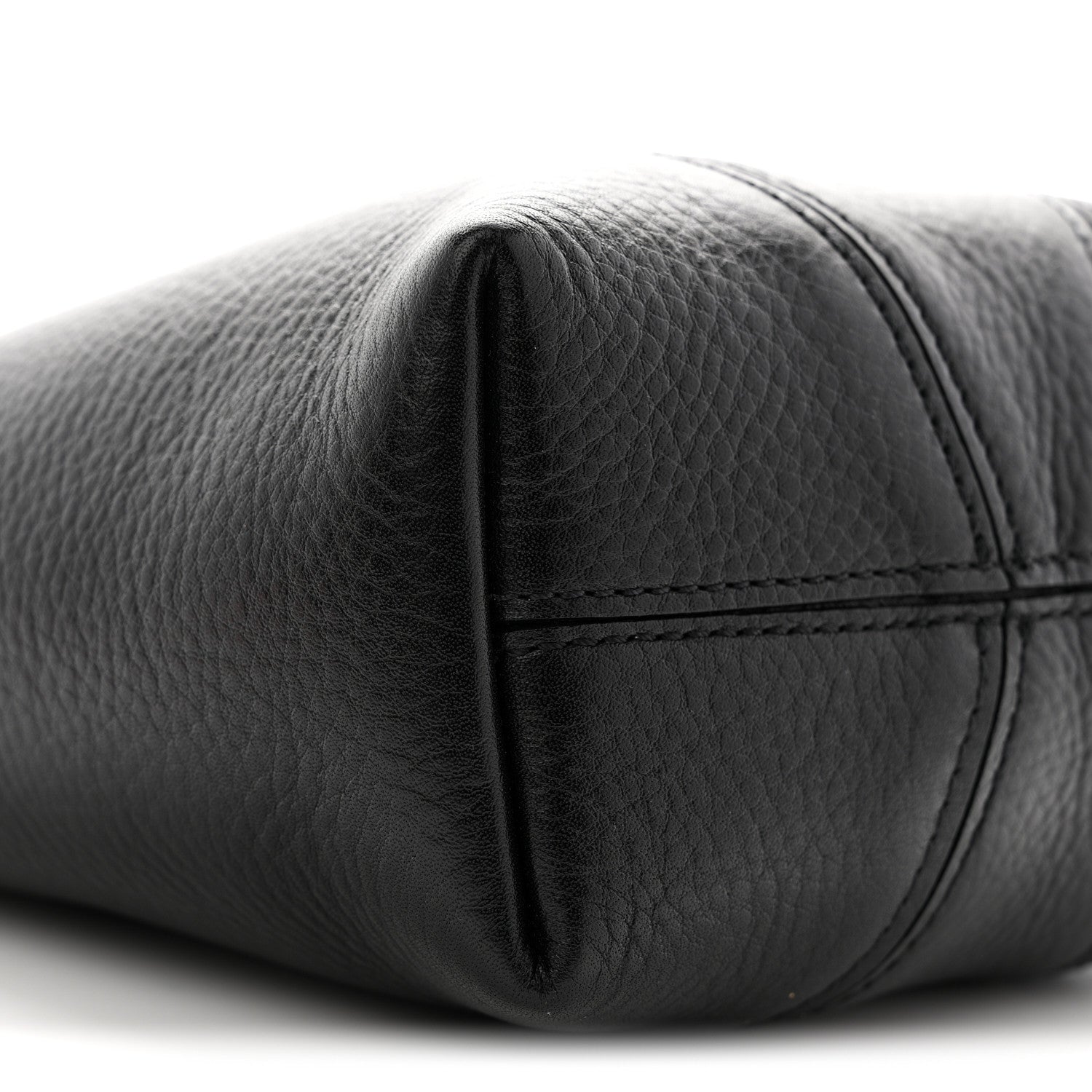 Grained Calfskin Small Spin Tote Black