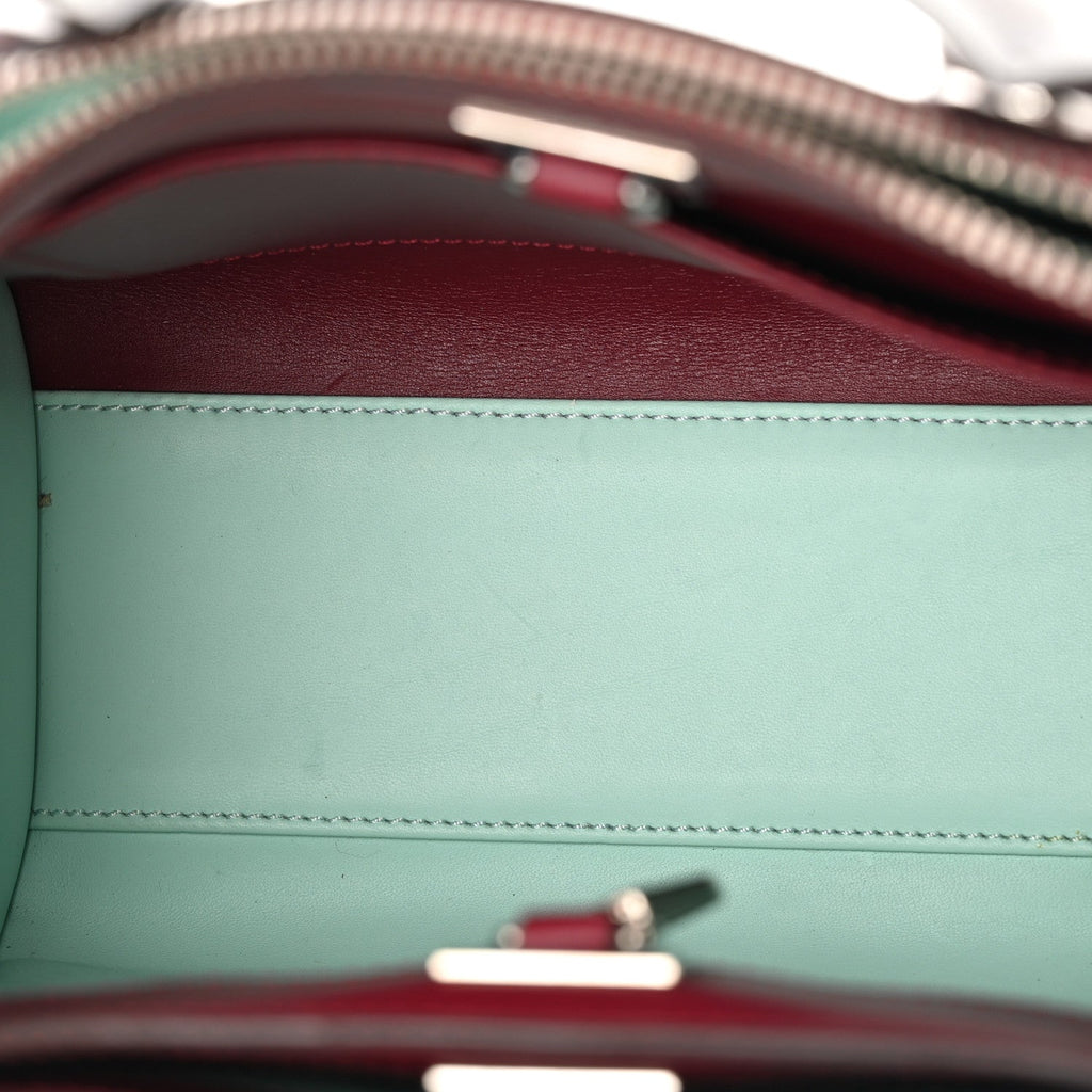 Calfskin City Steamer Mini Gris Burgundy Light Green