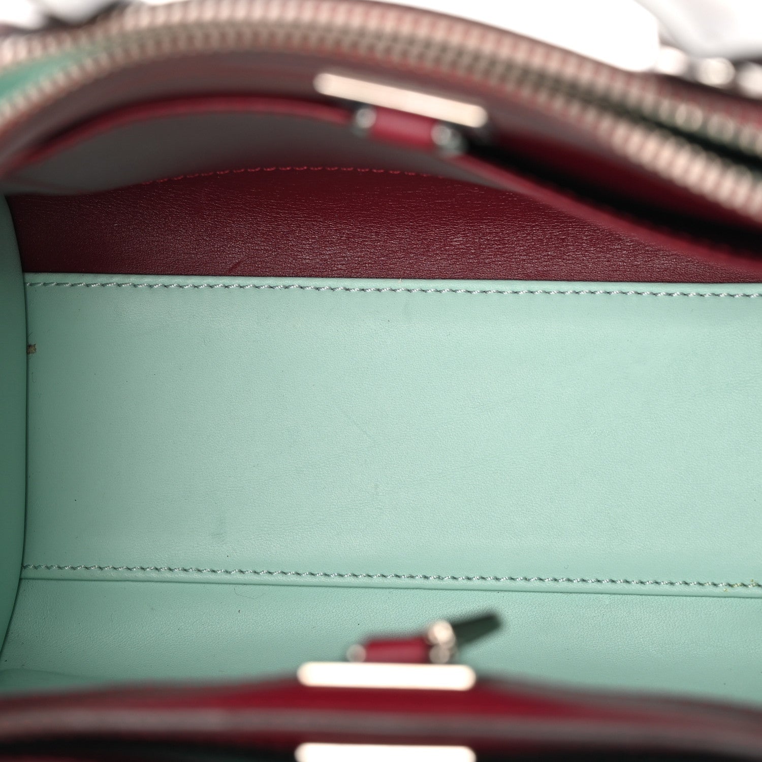Calfskin City Steamer Mini Gris Burgundy Light Green