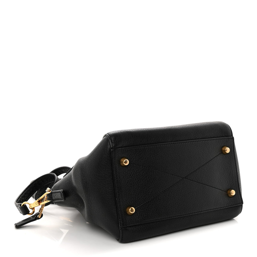 Textured Calfskin Mini Incognito Satchel Black