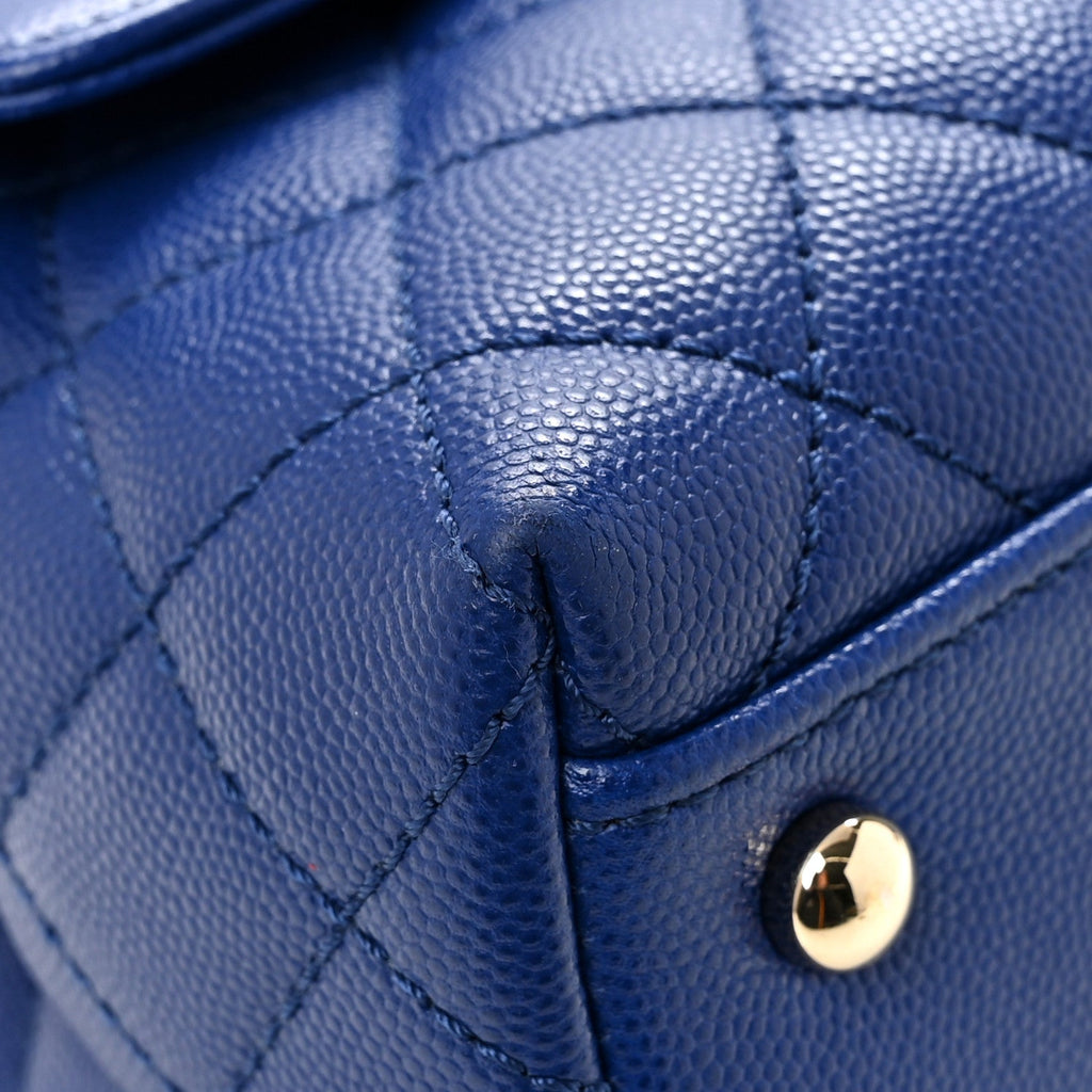 Caviar Quilted Small Coco Handle Flap Blue