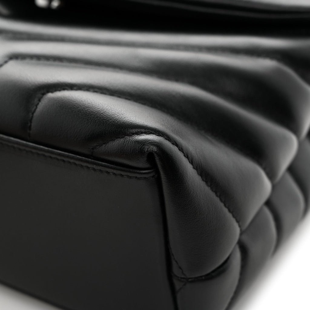 Calfskin Y Quilted Monogram Monochrome Small Loulou Chain Satchel Black