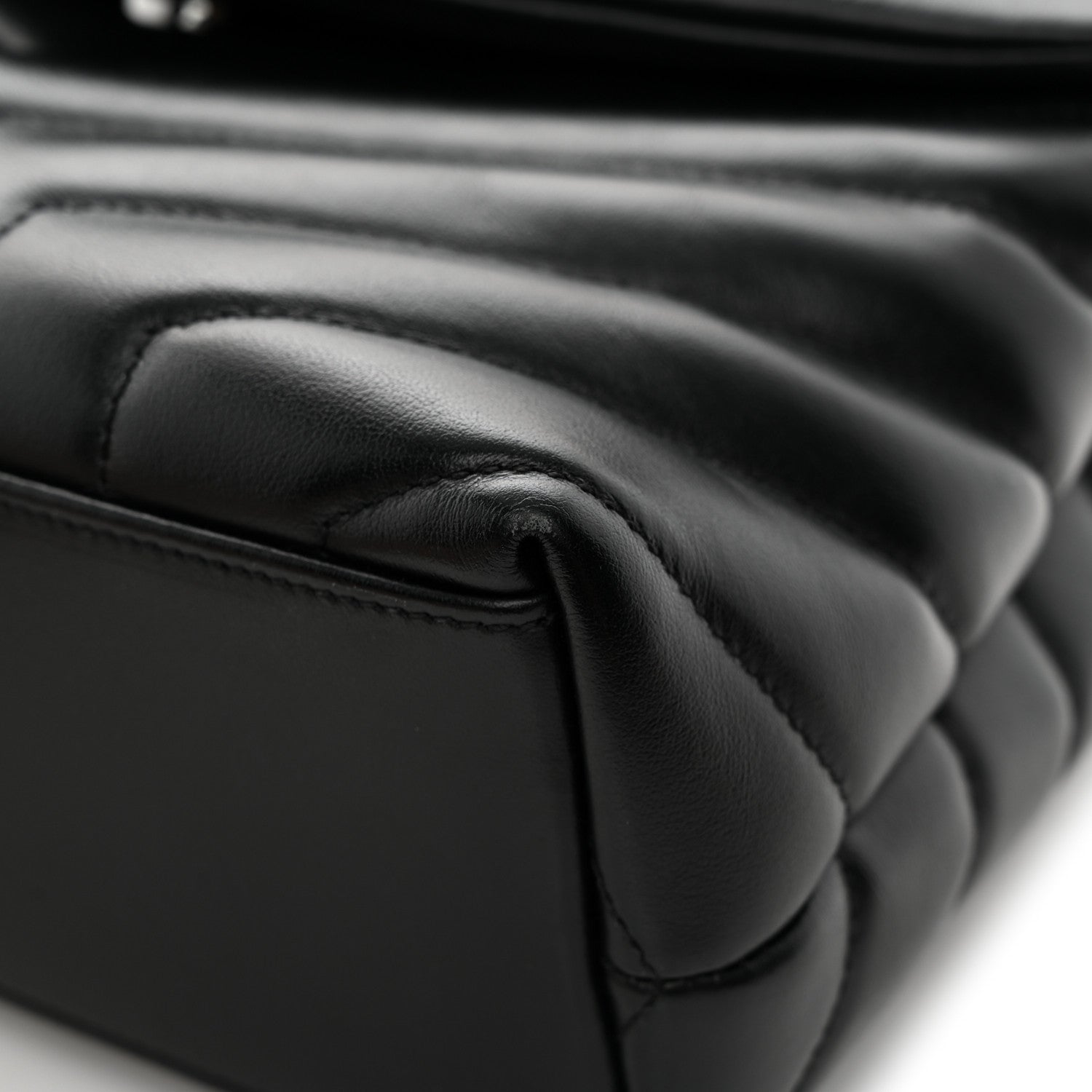 Calfskin Y Quilted Monogram Monochrome Small Loulou Chain Satchel Black
