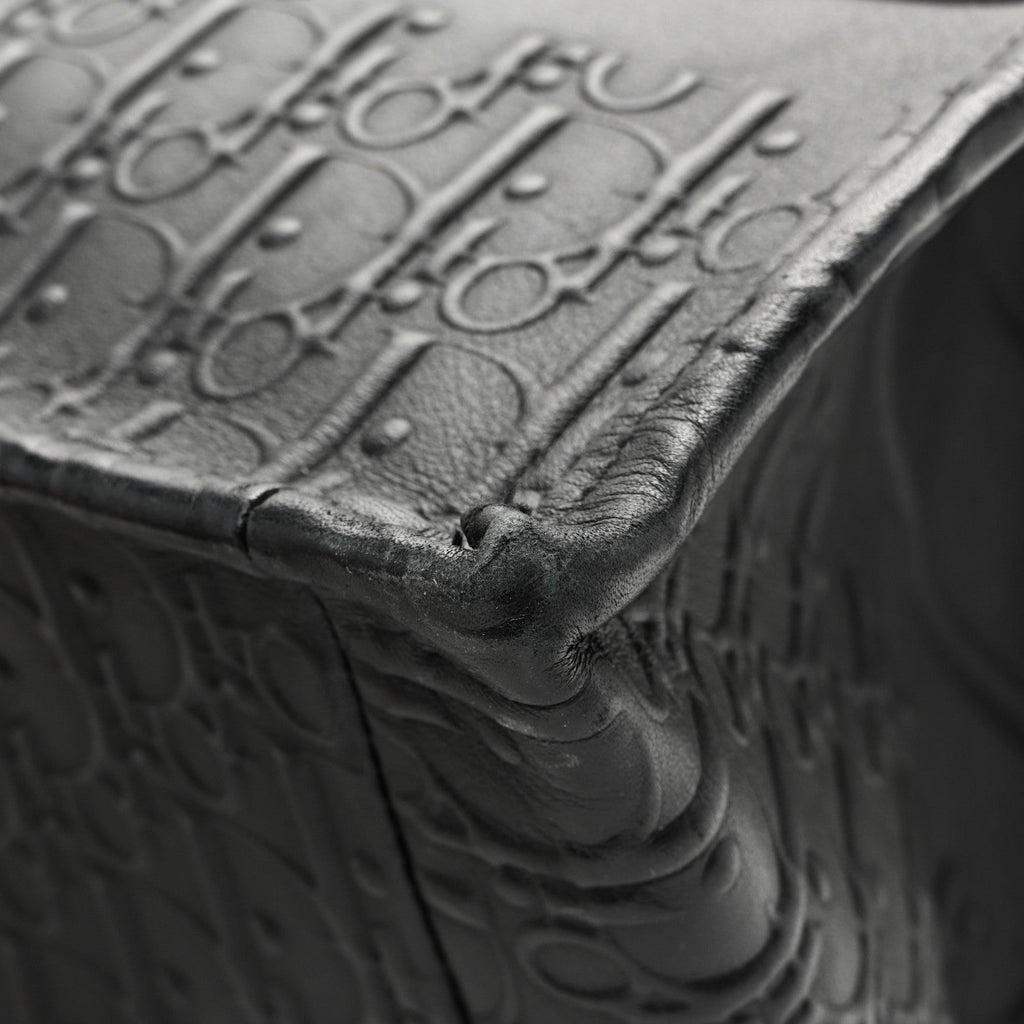 Oblique Calfskin Embossed Medium Book Tote Black