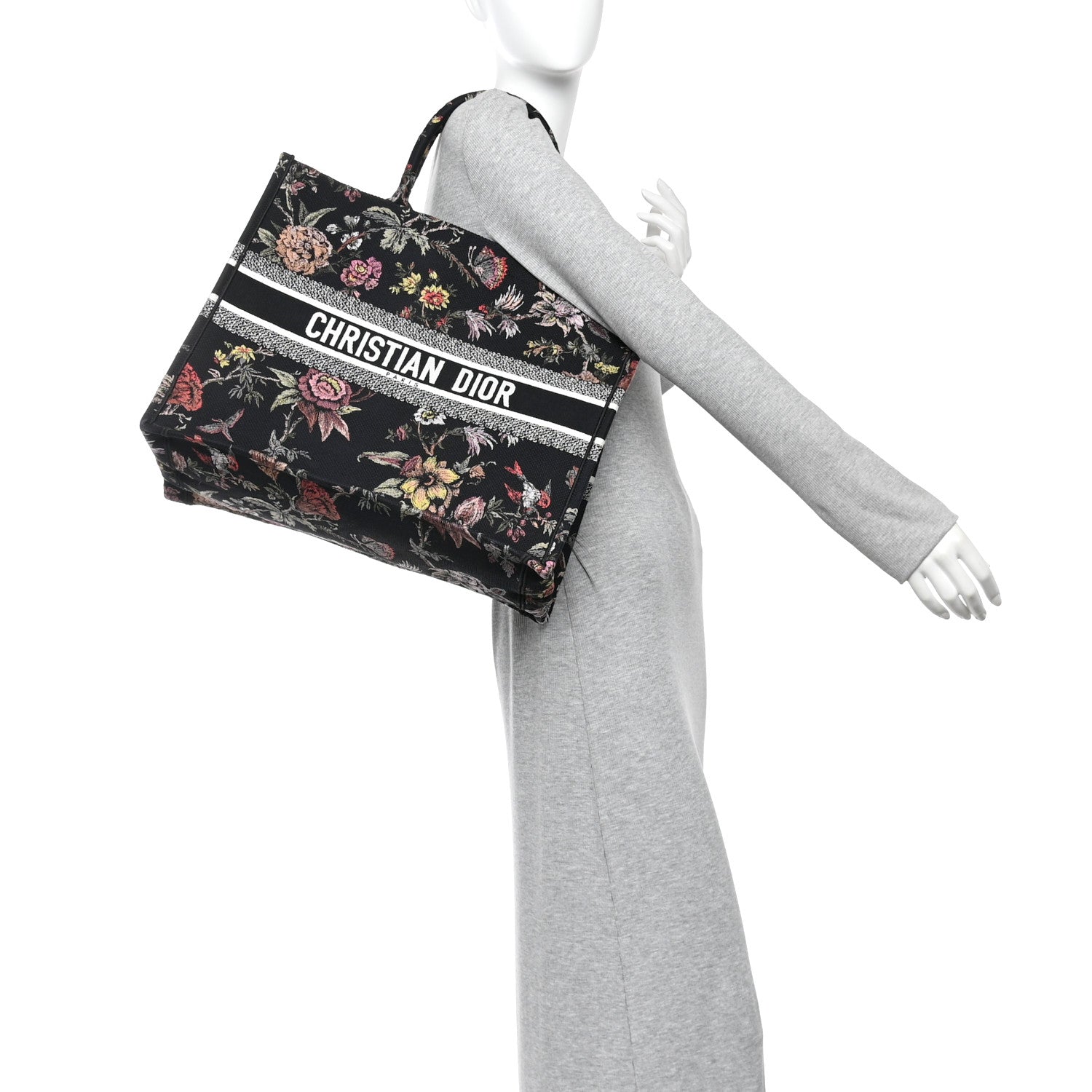 Canvas Jardin Botanique Embroidered Large Book Tote Black Multicolor