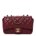 Lambskin Quilted Extra Mini Flap Bag Burgundy