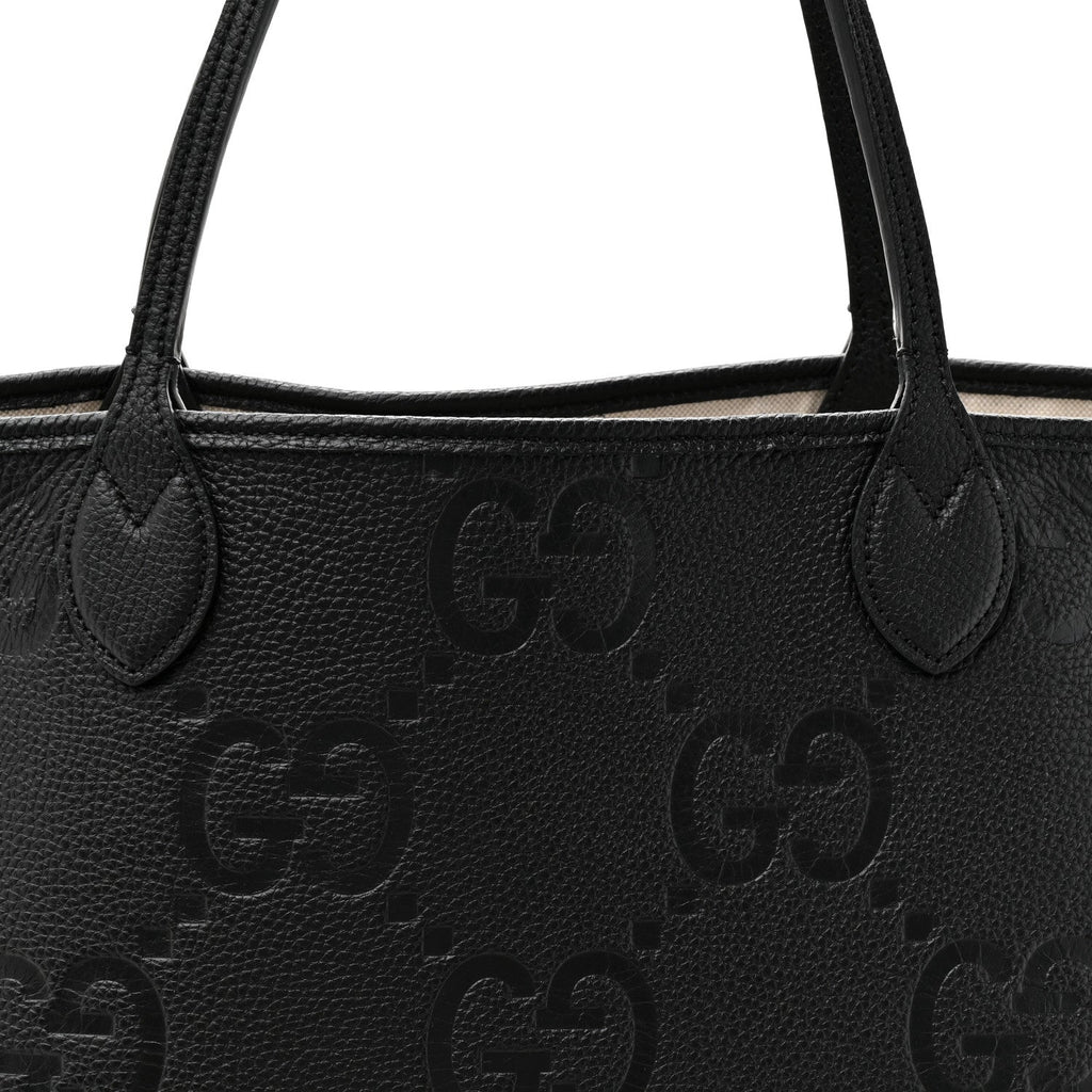 Monogram Jumbo GG Calfskin Web Large Shopping Tote Black