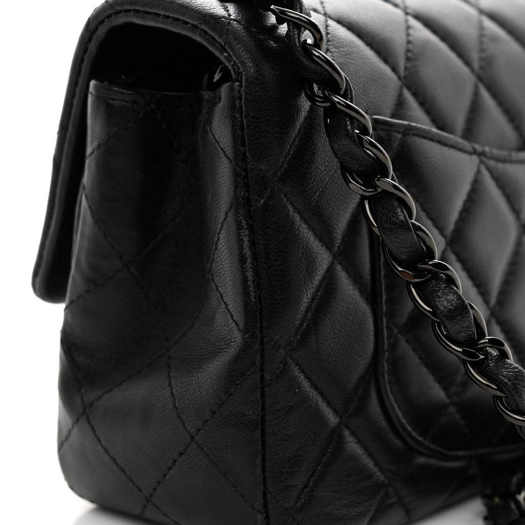 Lambskin Quilted Mini Rectangular Flap So Black